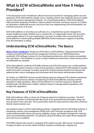 What Is ECW eClinicalWorks and How It Helps Providers?