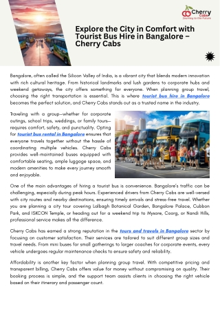 Tourist Bus Hire in Bangalore for Hassle-Free Group Journeys