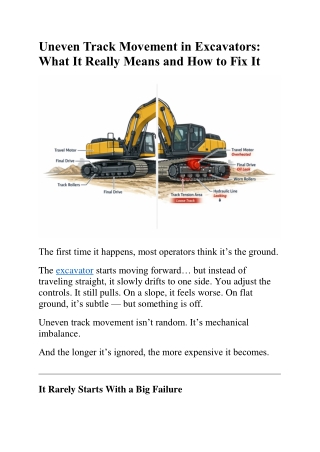 Uneven Track Movement in Excavators What It Really Means and How to Fix It