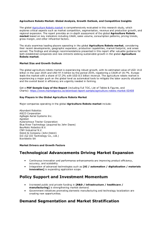 Agriculture Robots Market Size, Share & Growth Forecast 2025–2035