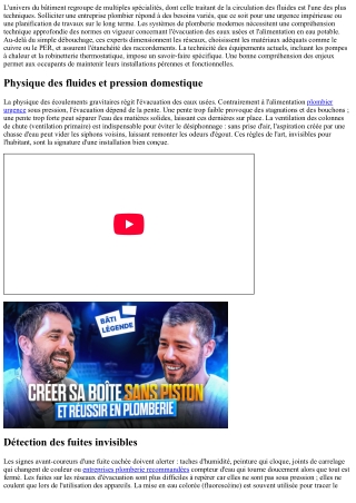 Guide pour la gestion des installations de plomberie domestique