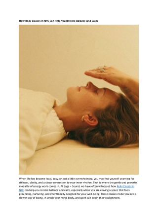 Reiki Classes In NYC