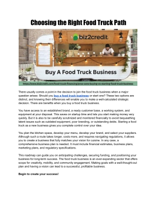 Choosing the Right Food Truck Path