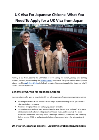 UK Visa For Japanese Citizens - What You Need To Apply for a UK Visa from Japan