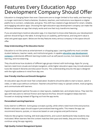 Features Every Education App Development Company Should Offer