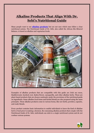 Alkaline Products That Align With Dr. Sebi’s Nutritional Guide