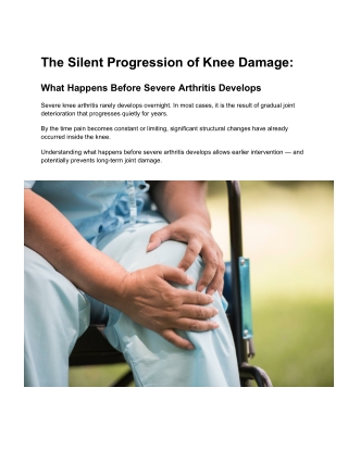Understanding Early Knee Damage and Arthritis Risk