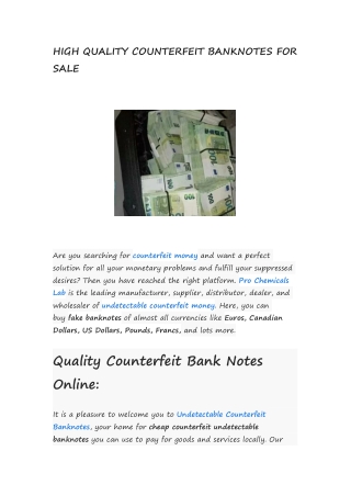 HIGH QUALITY COUNTERFEIT BANKNOTES FOR SALE