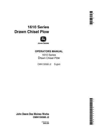 John Deere 1610 Series Drawn Chisel Plow Operator’s Manual Instant Download (Publication No.OMN159588)