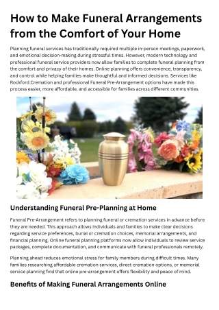 How to Make Funeral Arrangements from the Comfort of Your Home