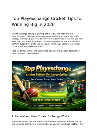 Win Smarter with Playexchange Cricket