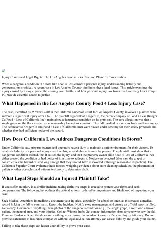 3 Key Questions About the Los Angeles Food 4 Less Injury Case and Plaintiff Righ