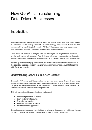 How GenAI is Transforming Data-Driven Businesses