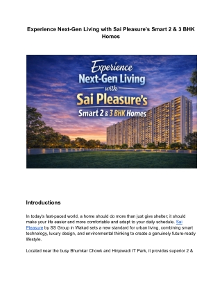 Sai Pleasure Wakad | Early Possession 2 & 3 BHK Homes