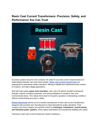 Resin Cast Current Transformers: Precision, Safety, and Performance You Can Trus