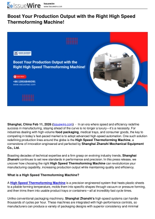 Boost Your Production Output with the Right High Speed Thermoforming Machine!
