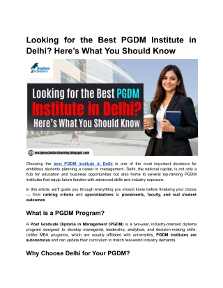 Looking for the Best PGDM Institute in Delhi? Here’s What You Should Know