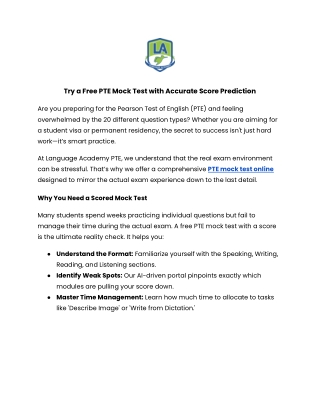 Try a Free PTE Mock Test with Accurate Score Prediction