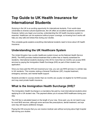 Top Guide to UK Health Insurance for International Students