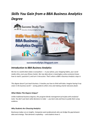 Skills You Gain from a BBA Business Analytics Degree