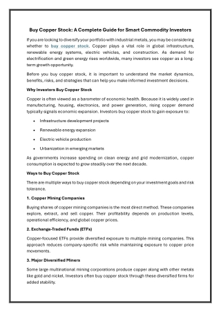 Buy Copper Stock A Complete Guide for Smart Commodity Investors