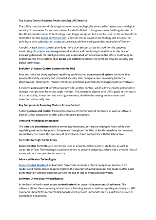 Top Access Control Systems Revolutionizing UAE Security