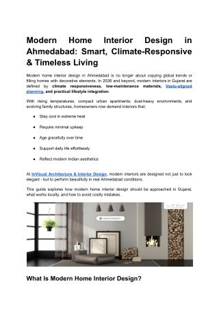 Modern Home Interior Design in Ahmedabad_ Smart, Climate-Responsive & Timeless Living