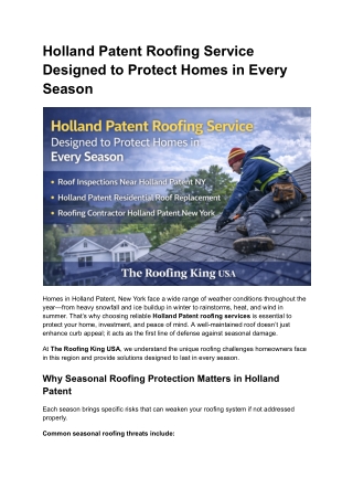 Holland Patent Roofing Service Designed to Protect Homes in Every Season
