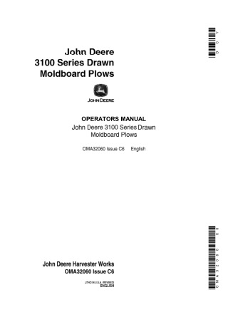 John Deere 3100 Series Drawn Moldboard Plows Operator’s Manual Instant Download (Publication No.OMA32060)
