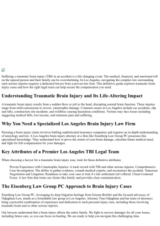Los Angeles Traumatic Brain Injury Law and Your Path to Compensation