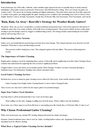 Rain, Rain, Go Away': Roseville's Strategy for Weather-Ready Gutters!