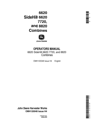 John Deere 6620 Sidehill 6620 7720 and 8820 Combines Operator’s Manual Instant Download (Publication No.OMH120048)