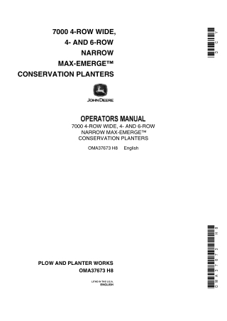 John Deere 7000 4-Row Wide 4- and 6-Row Narrow Max-Emerge™ Conservation Planters Operator’s Manual Instant Download (Pub