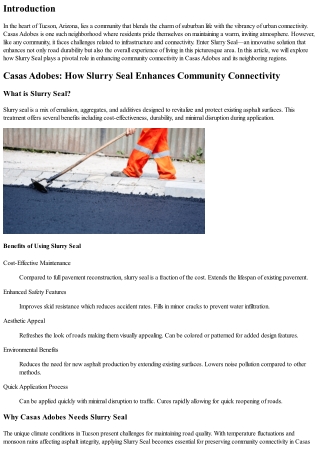 Casas Adobes: How Slurry Seal Enhances Community Connectivity