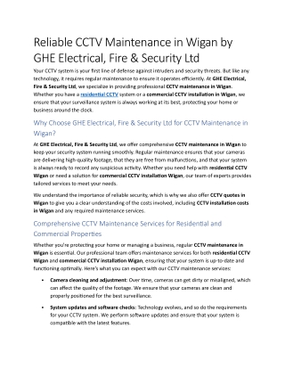 3- Reliable CCTV Maintenance in Wigan by GHE Electrical, Fire & Security Ltd