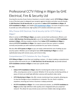 5- Professional CCTV Fitting in Wigan by GHE Electrical, Fire & Security Ltd