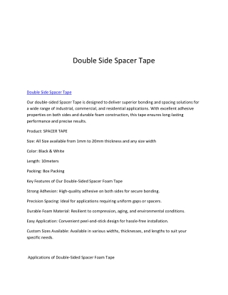 Double Side Spacer Tape - excelcorporations.in
