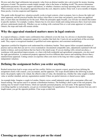 Property Appraisal for Divorce and Legal Settlements: Essential Steps