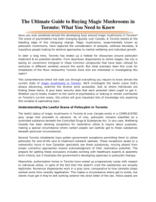 The Ultimate Guide to Buying Magic Mushrooms in Toronto: What You Need to Know