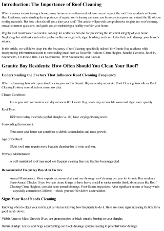Granite Bay Residents: How Often Should You Clean Your Roof?