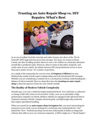 Trusting an Auto Repair Shop vs. DIY Repairs What’s Best