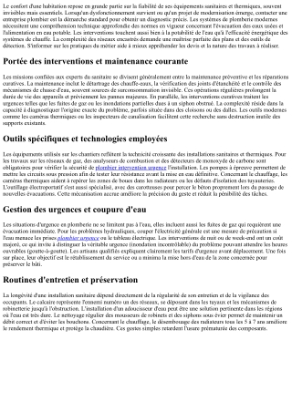 Critères de sélection pour les travaux sanitaires et de chauffage