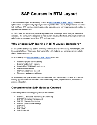SAP Courses in BTM Layout