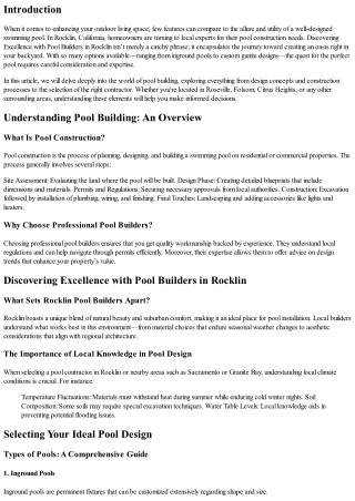 Discovering Excellence with Pool Builders in Rocklin