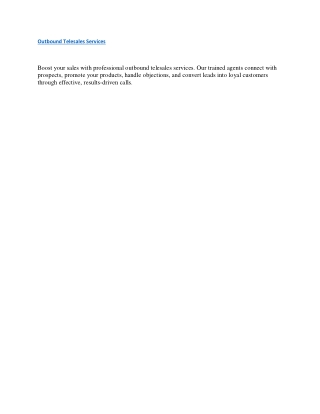 Outbound Telesales Services