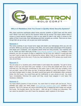 Why is it Mandatory that You Invest in Quality Home Security Systems