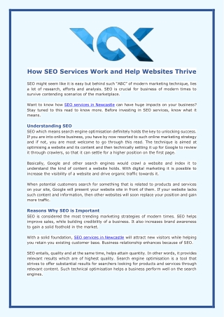 How SEO Services Work and Help Websites Thrive