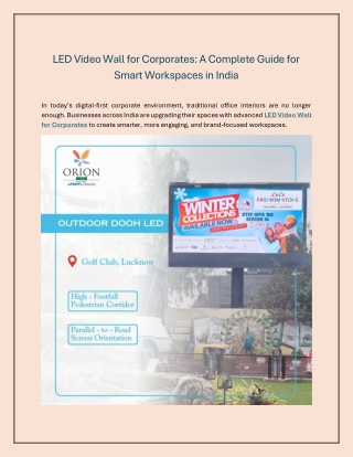 LED Video Wall for Corporates A Complete Guide for Smart Workspaces in India