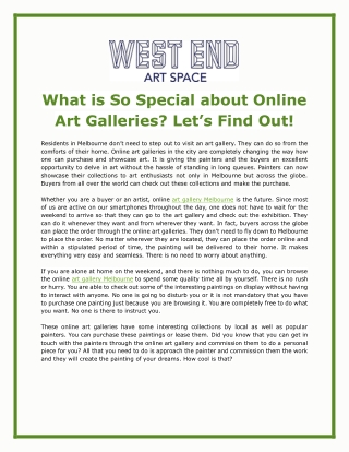 What is So Special about Online Art Galleries? Let’s Find Out!