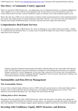 UMH Properties Inc.: Building Community Through Sustainable Real Estate Solution